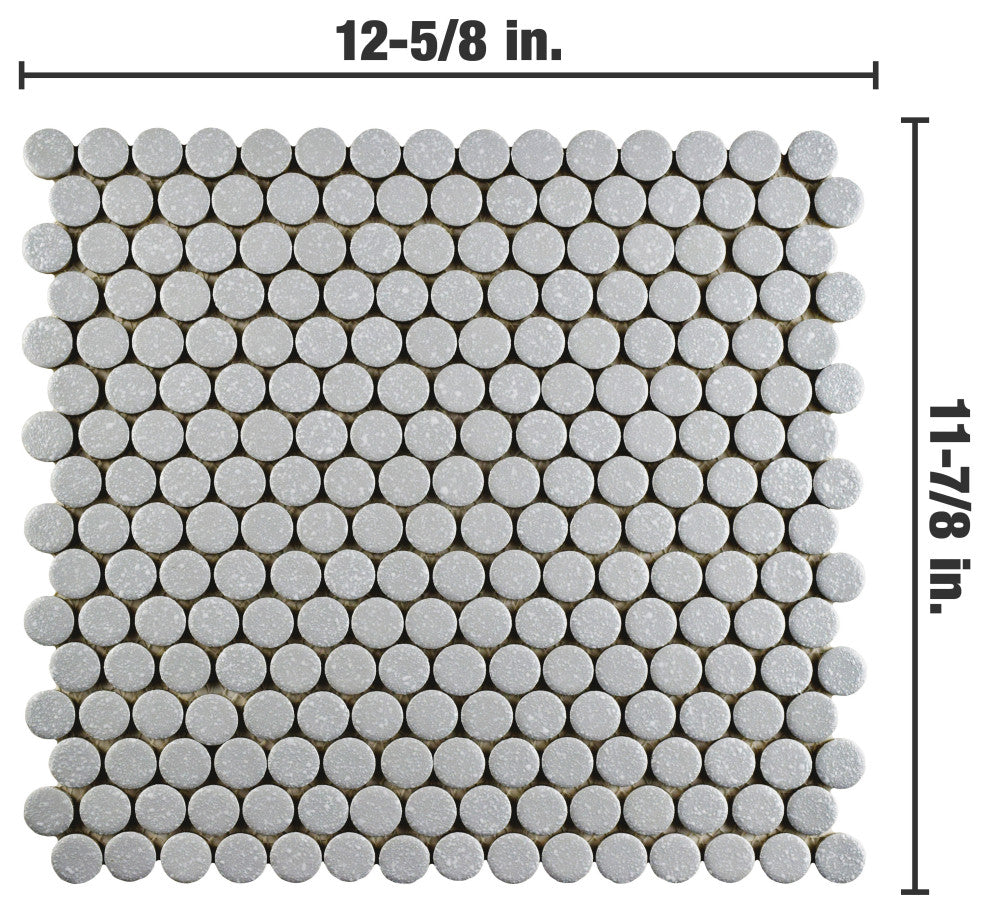 Hudson Penny Porcelain Mosaic Floor and Wall Tile, Crystalline Grey