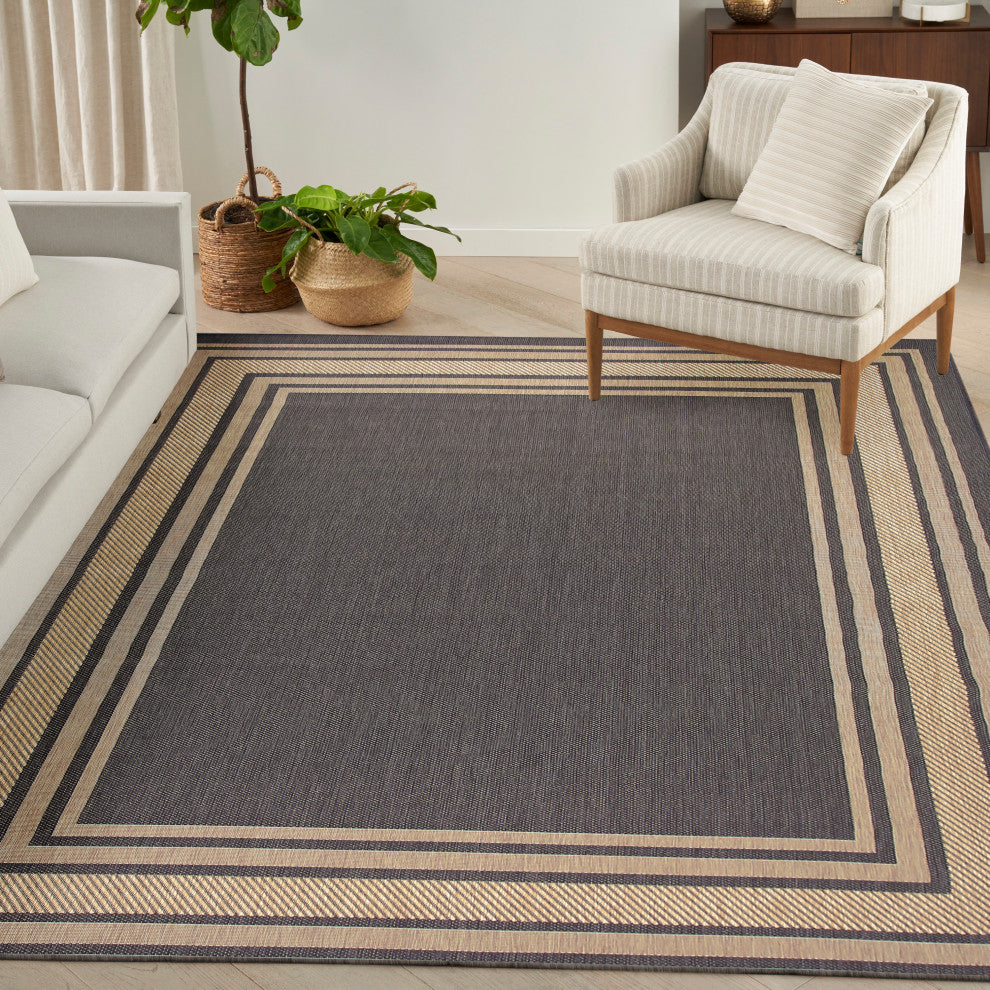 Nourison Horizon Indoor/Outdoor 8' x 10' Charcoal Modern Rug