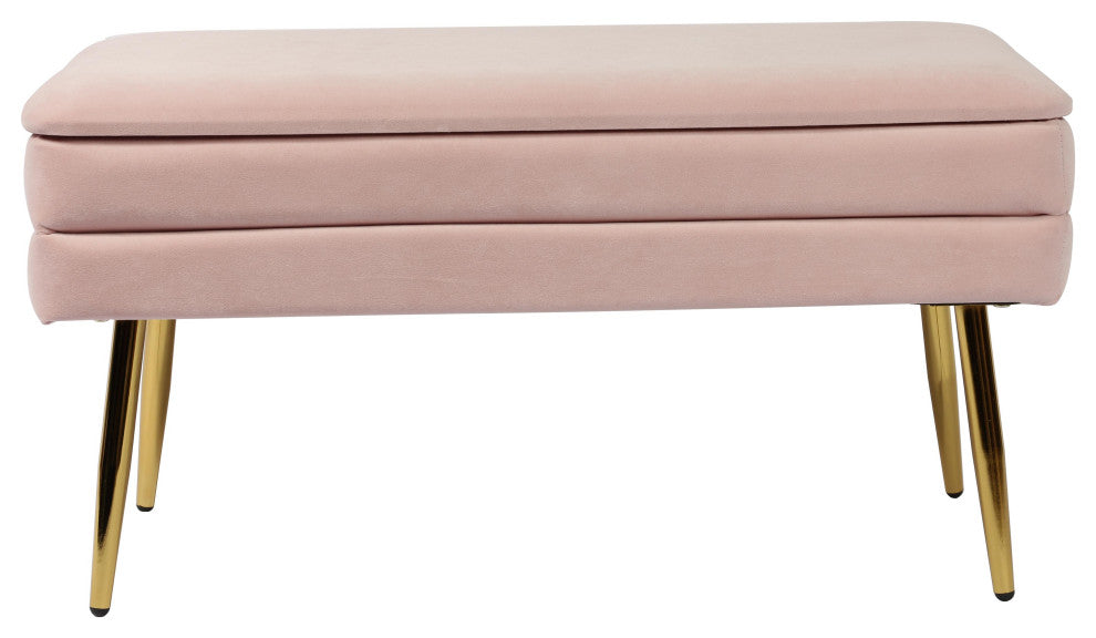 Ziva Velvet Storage Bench, Blush