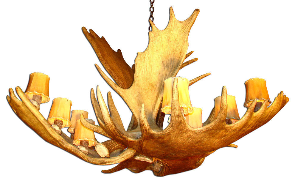 Moose Antler Chandelier Light, Xxl, Parchment Shades