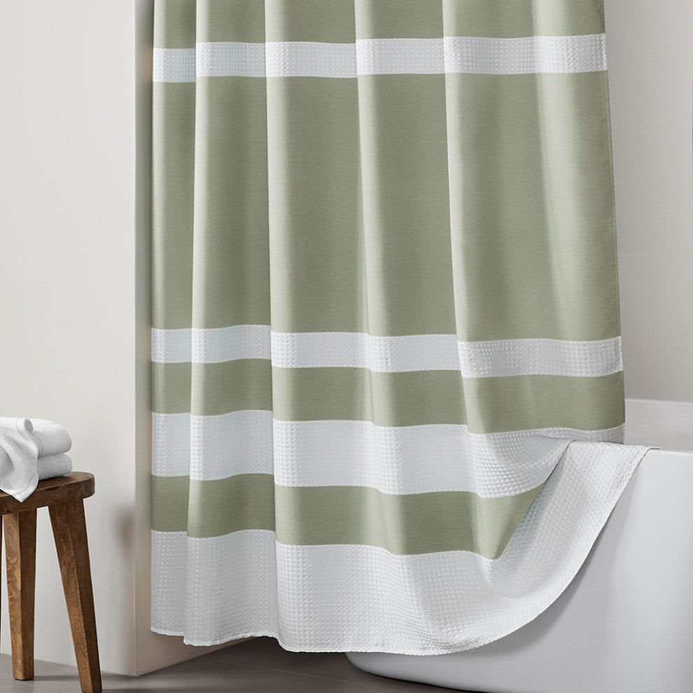Madison Park Spa Waffle Shower Curtain With 3M Treatment