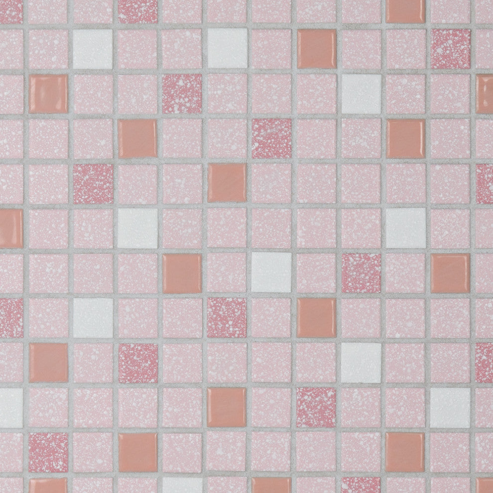 Crystalline Straight Edge Square Pink Porcelain Floor and Wall Tile