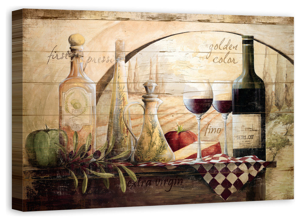 Tuscan Vineyard Wine Canvas Wall Art, 24"x36", Unframed
