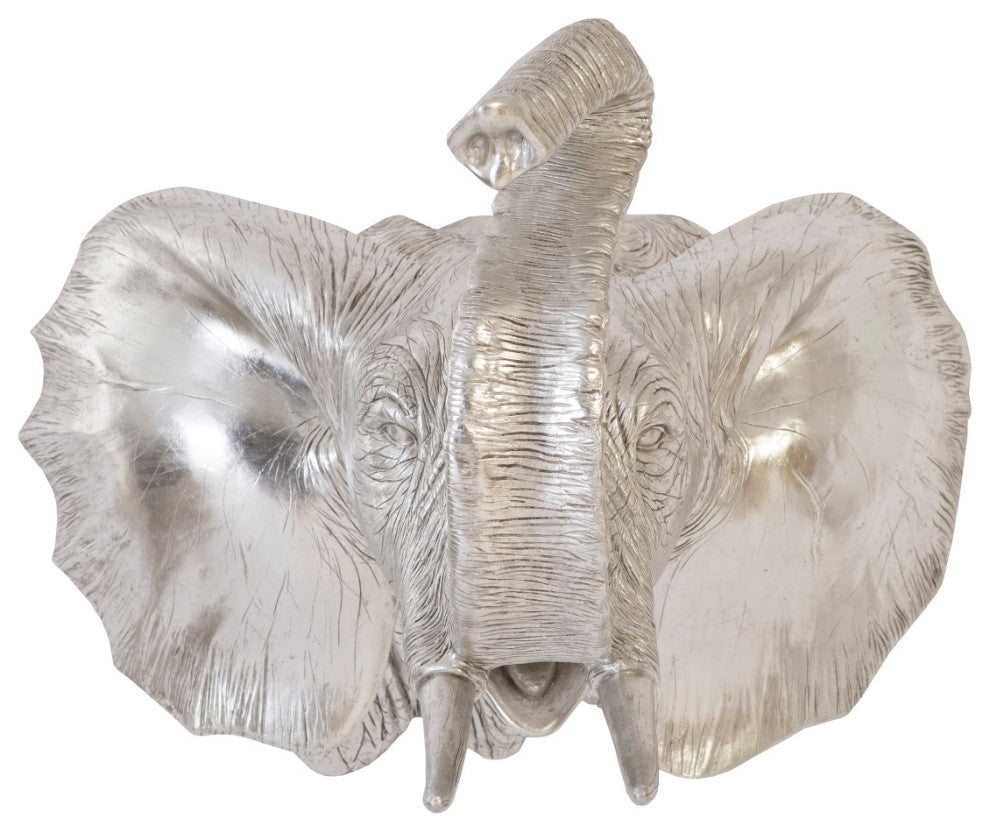 Elephant Wall Art, Resin, Silver Leaf