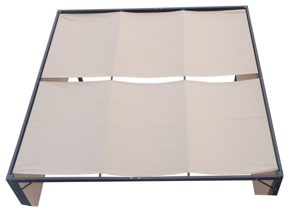 GDF Studio Wendy Outdoor Steel Framed 10' by 10' Gazebo, Beige