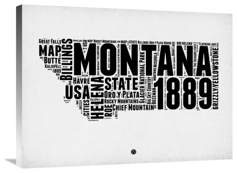 "Montana Watercolor Word Cloud" Fine Art Print