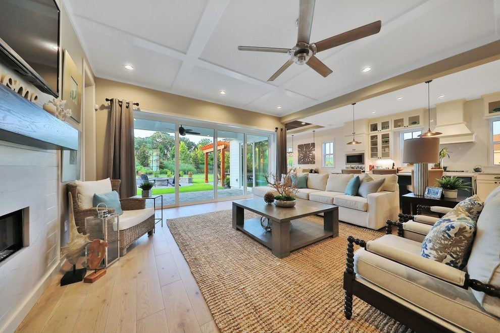 Ellwood Collection 68" Carved Wood Blade, Brushed Nickel