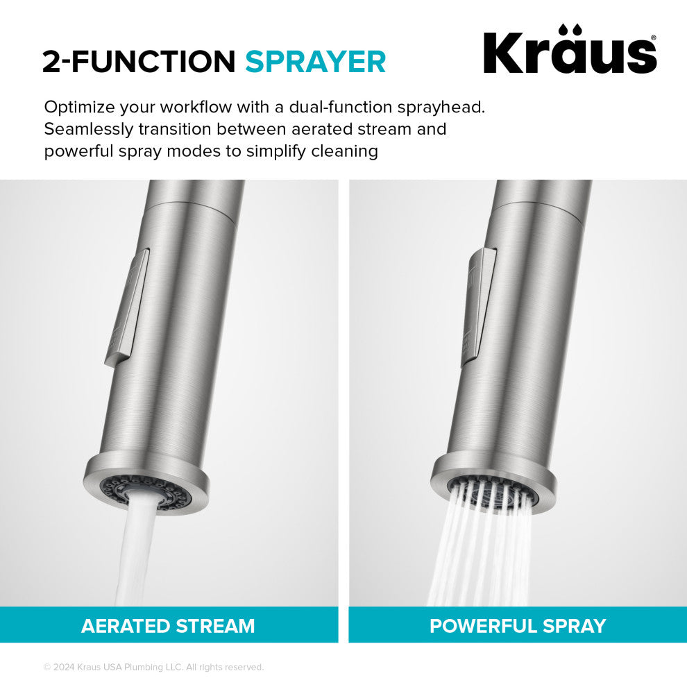 KRAUS Torak 2-Function Single Handle Pull Down Kitchen Faucet SFBBMB