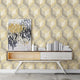 Rustic Wood Tile Geometric Wallpaper, Yellow, Sample