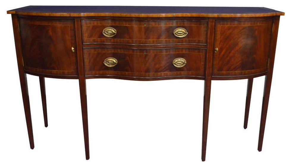 Mahogany Hepplewhite Serpentine Sideboard by Leighton Hall