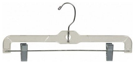 Plastic Kids Bottom Hanger With Clips, Clear/Chrome Finish, Box of 100