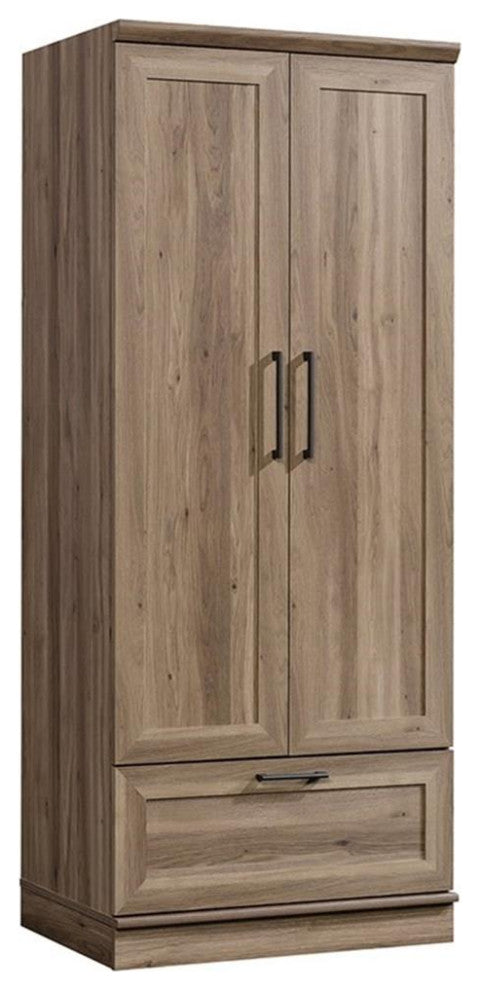 Sauder HomePlus Engineered Wood 2-Door Bedroom Wardrobe Armoire in Salt Oak