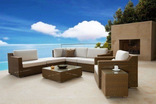 Malaga Wicker Coffee Table/Ottoman, Cushion: Canvas