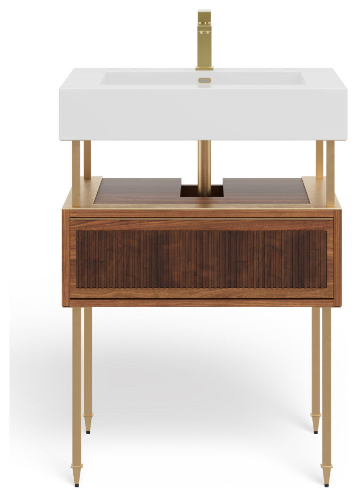 Henley Bathroom Vanity, Brown, 24", Single Sink, Freestanding