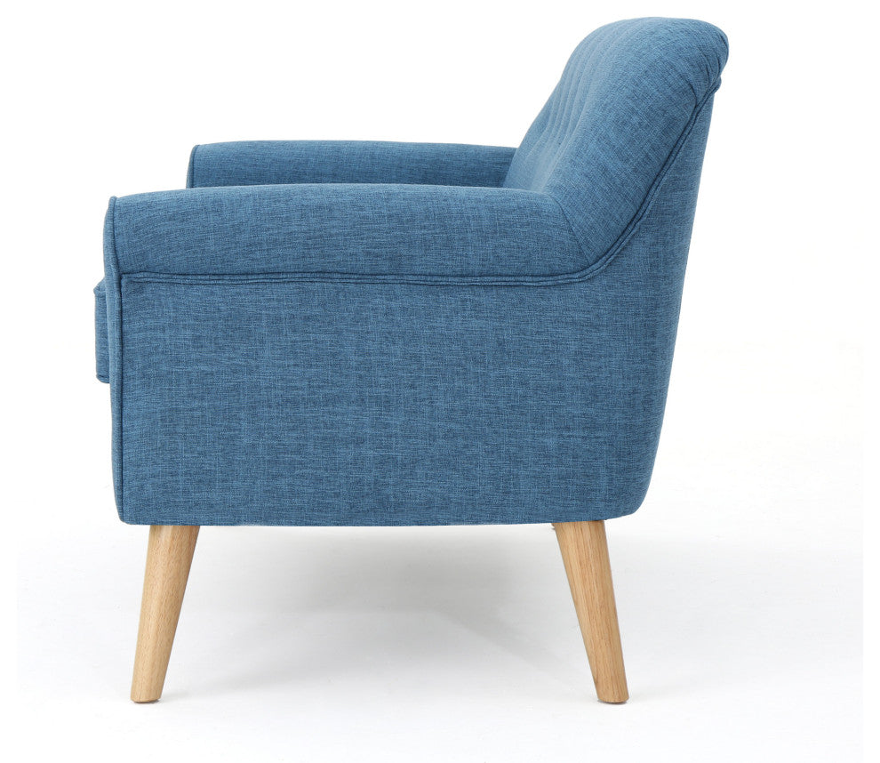 GDF Studio Mia Mid Century Modern Fabric Loveseat, Muted Blue