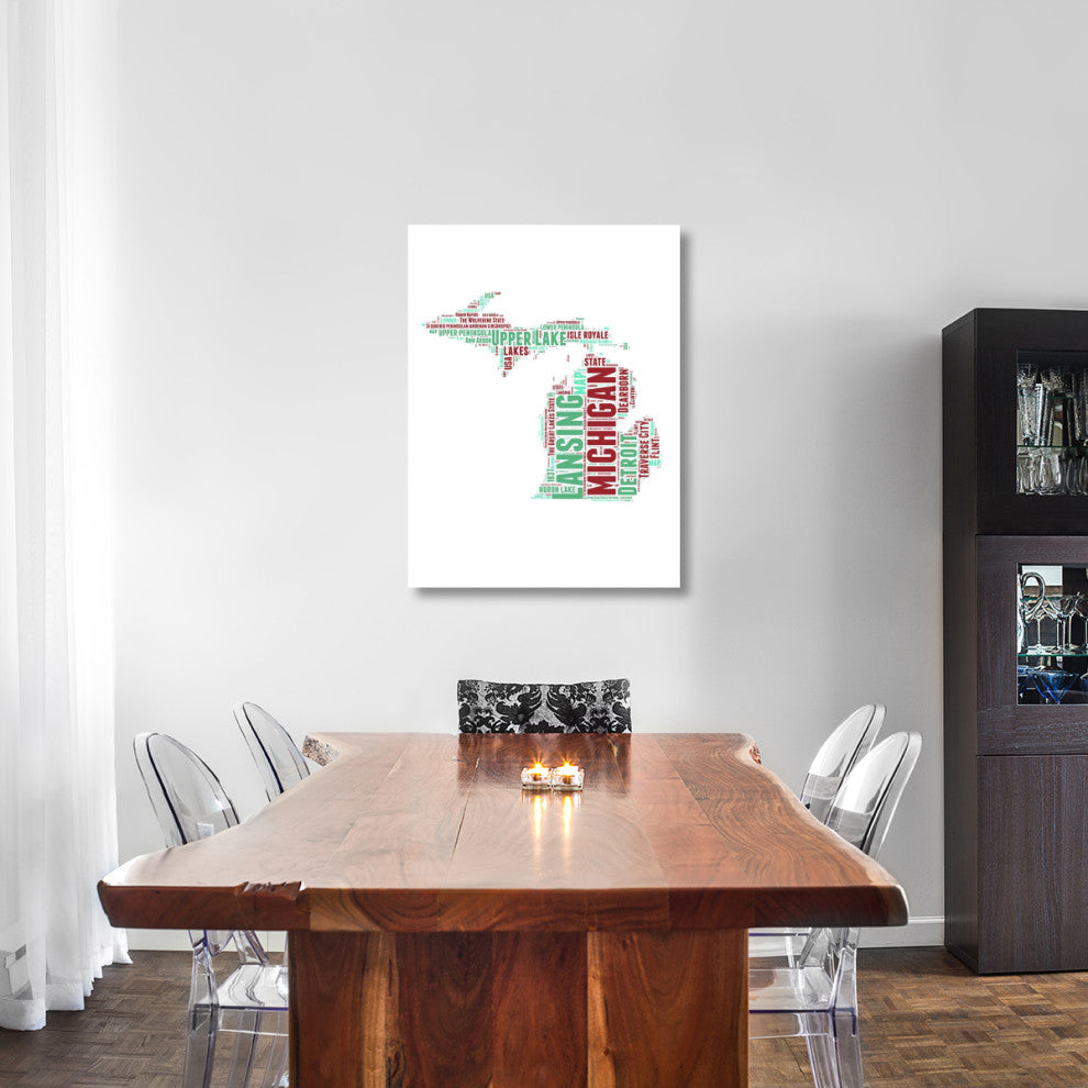 "Michigan Word Cloud Map" Fine Art Print