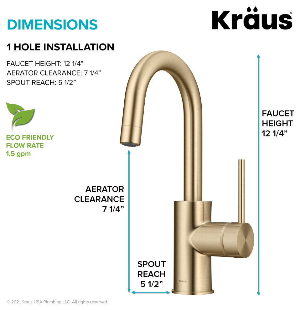 Oletto 1-Hole Kitchen Bar Faucet, Spot Free Bronze