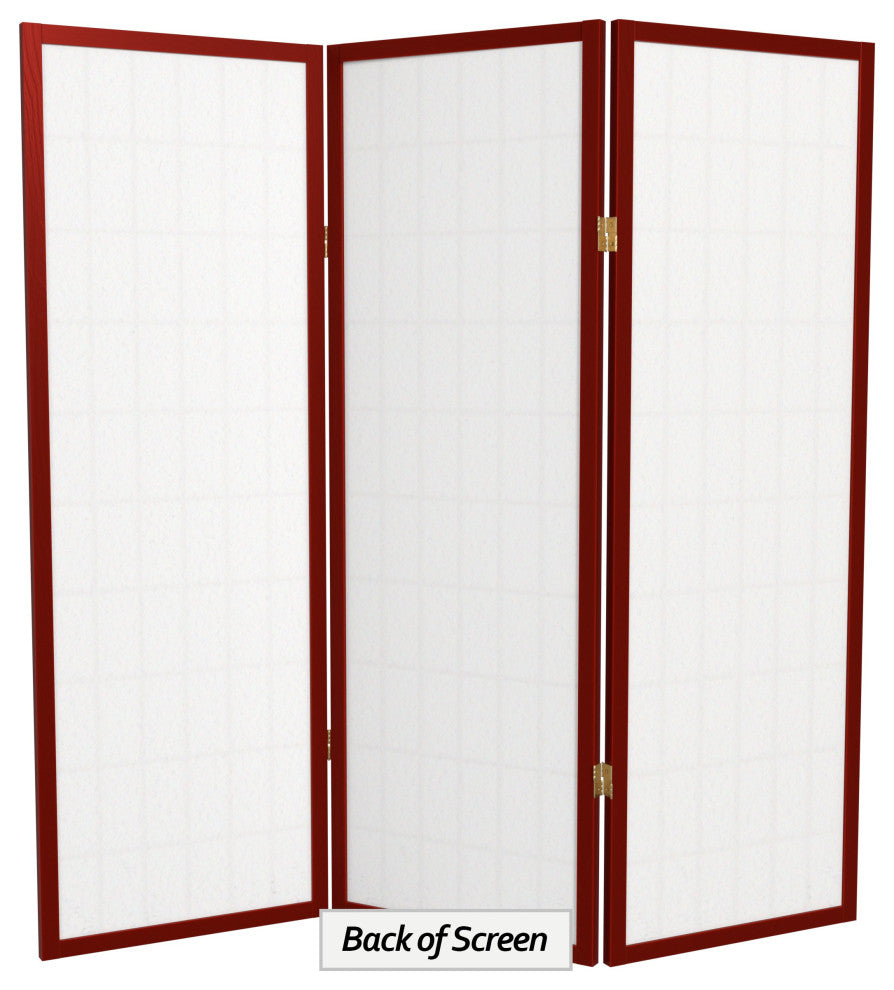 4' Tall Window Pane Shoji Screen, Rosewood, 3 Panels