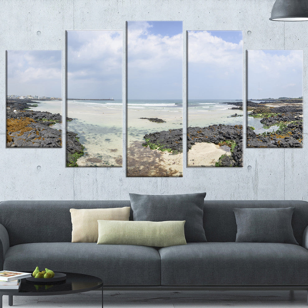 "Panorama View of Woljeongri Beach" Landscape Wall Wall Art, 5 Panels, 60"x32"
