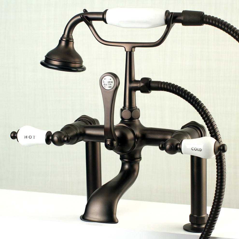 Aqua Vintage Deck Mount Clawfoot Tub Faucet, Oil Rubbed Bronze