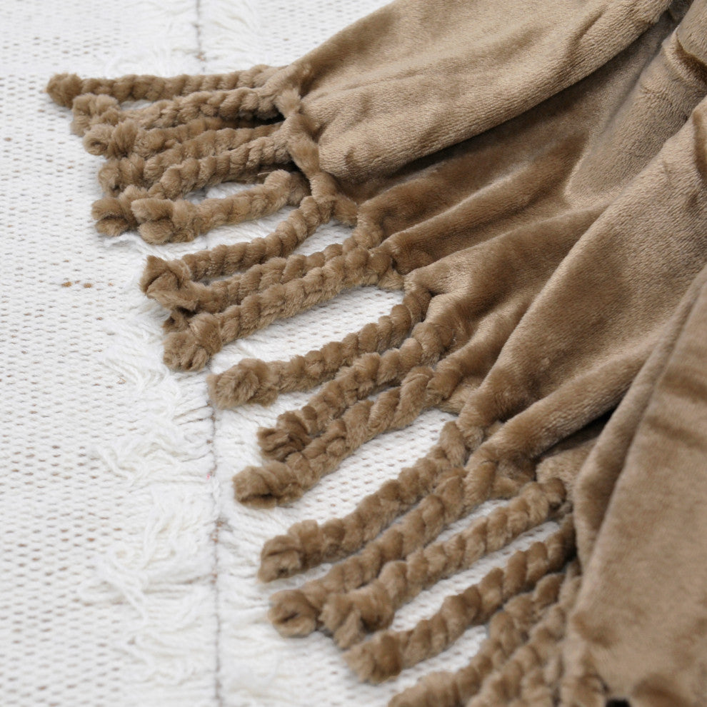 Braided Rope Flannel Fleece Throw, Amphora, 60"x80"