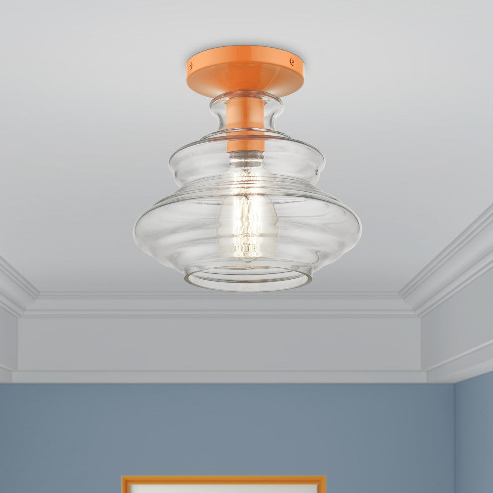 1 Light Shiny Orange Semi-Flush