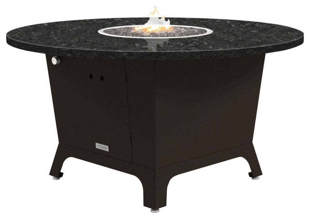 Fire Pit Table 55"D, Natural Gas, Black Pearl Granite Top, Bronze