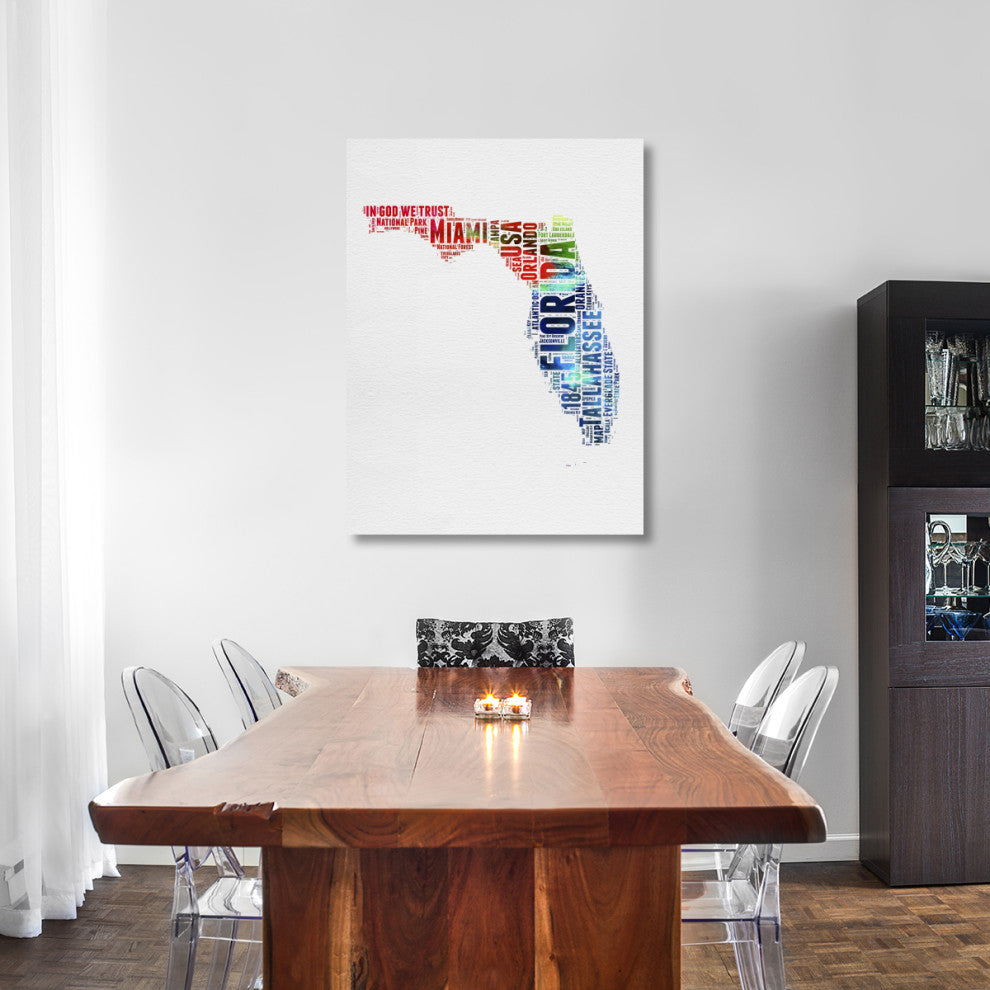 "Florida Watercolor Word Cloud" Fine Art Print