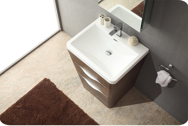 Milano 26" Rosewood Modern Bathroom Vanity With Medicine Cabinet, FFT3111CH