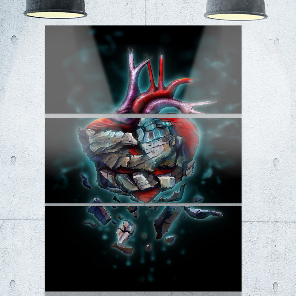 "Stone Heart Revival" Glossy Metal Wall Art, 3 Panels, 28"x36"