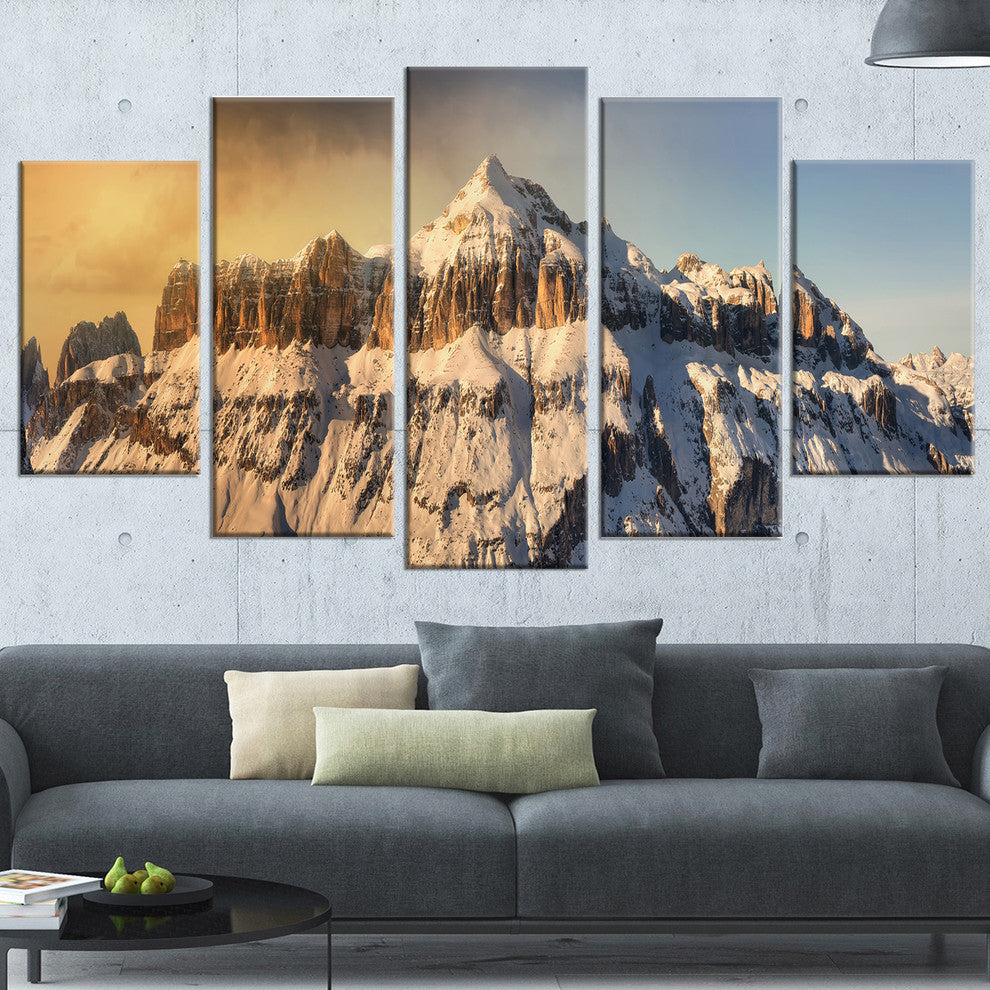 "Dramatic Overcast Sky Over Alps" Landscape Wall Art, 5 Panels, 60"x32"