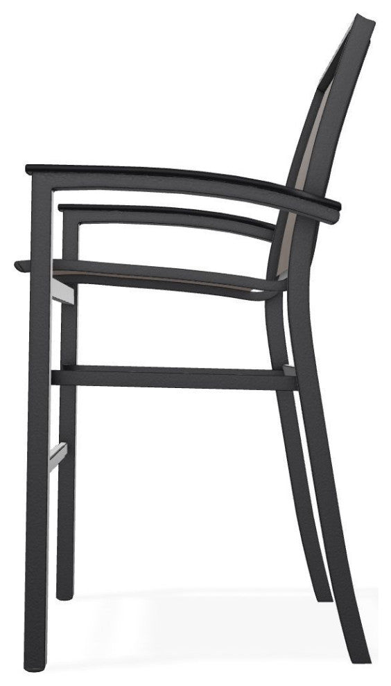 Bazza Sling Bar Height Stackable Outdoor Stool, Mocha/Black