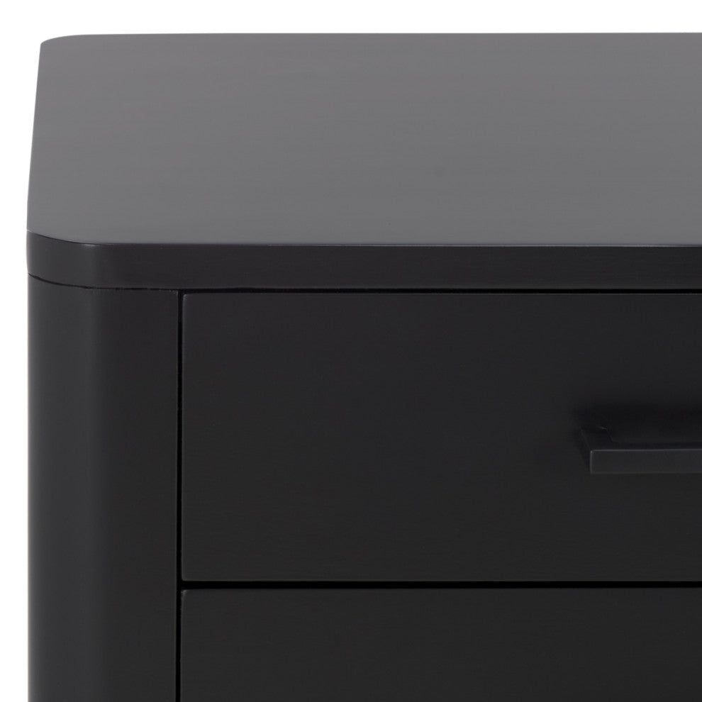 Safavieh Couture Abbiava 3 Drawer Wood Nightstand, Black