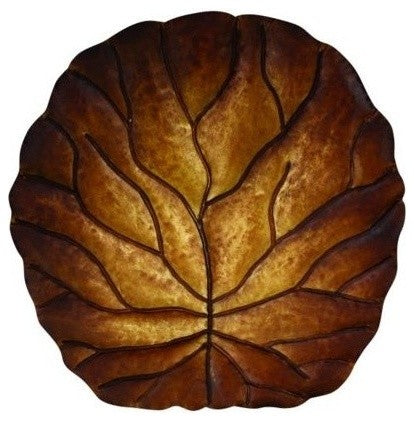 Medium Bronze Leaf Wall Sculpture, Metal Art Round