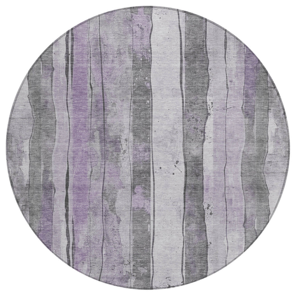 Machine Washable Indoor/Outdoor Chantille ACN1874 Violet 8' x 8' Round Rug
