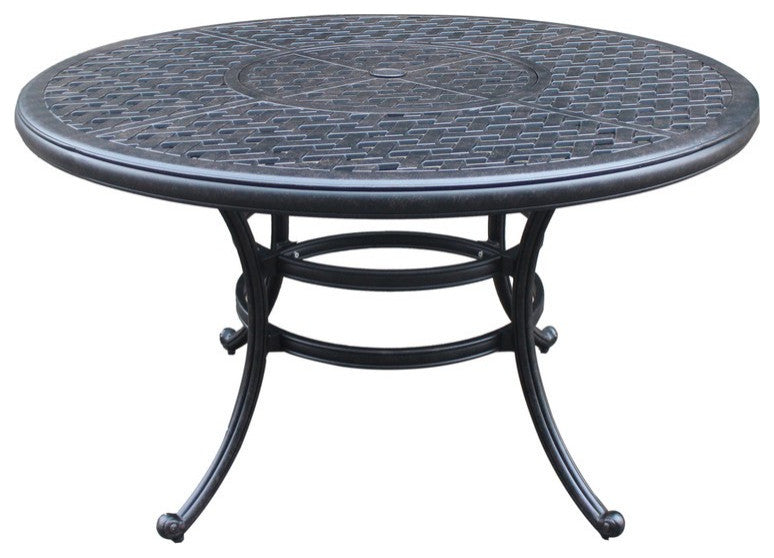 Carlsbad 52" Cast Aluminum Round Dining Table, Dark Lava Bronze