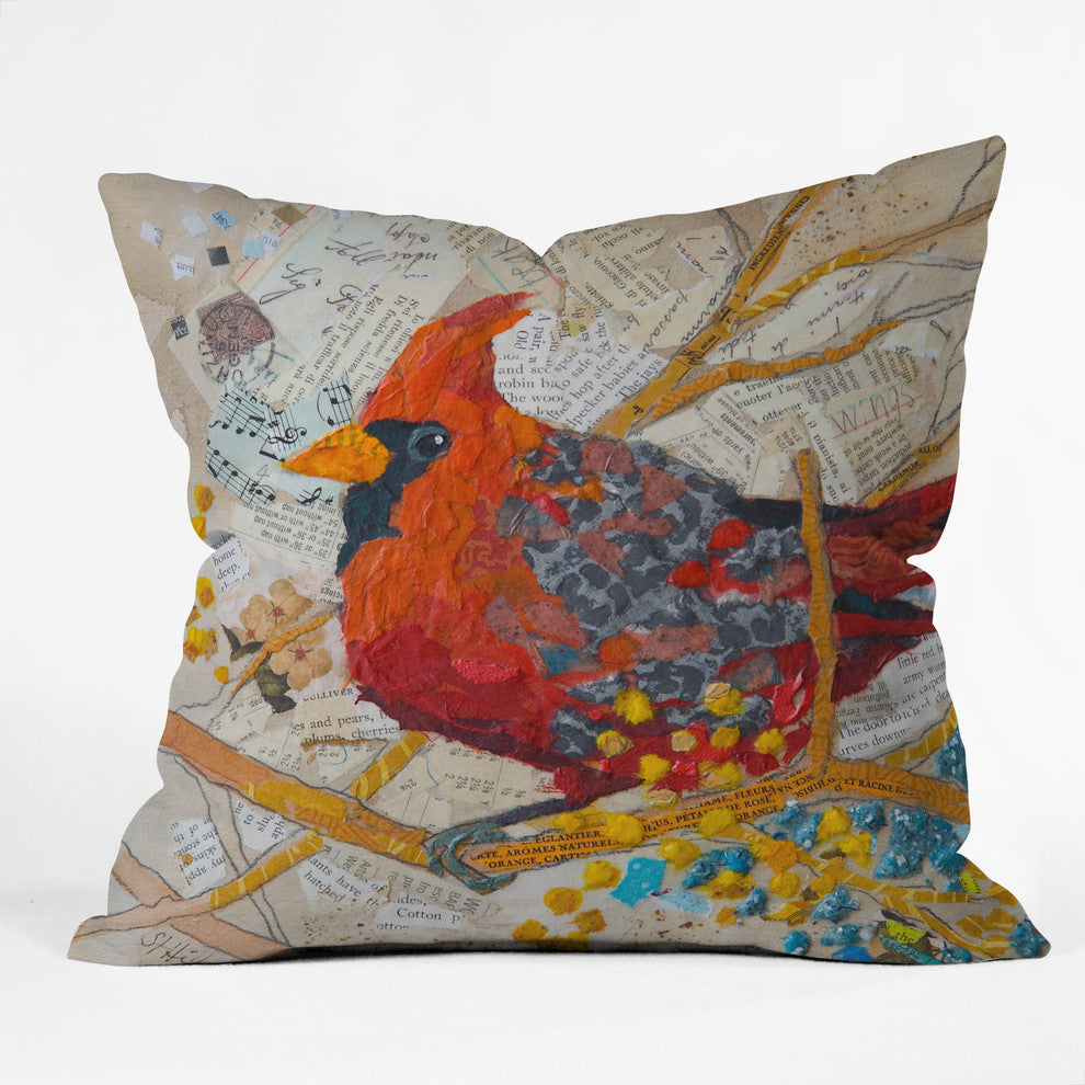 Elizabeth St Hilaire Nelson Cardinal On White Outdoor Throw Pillow, 26x26x7