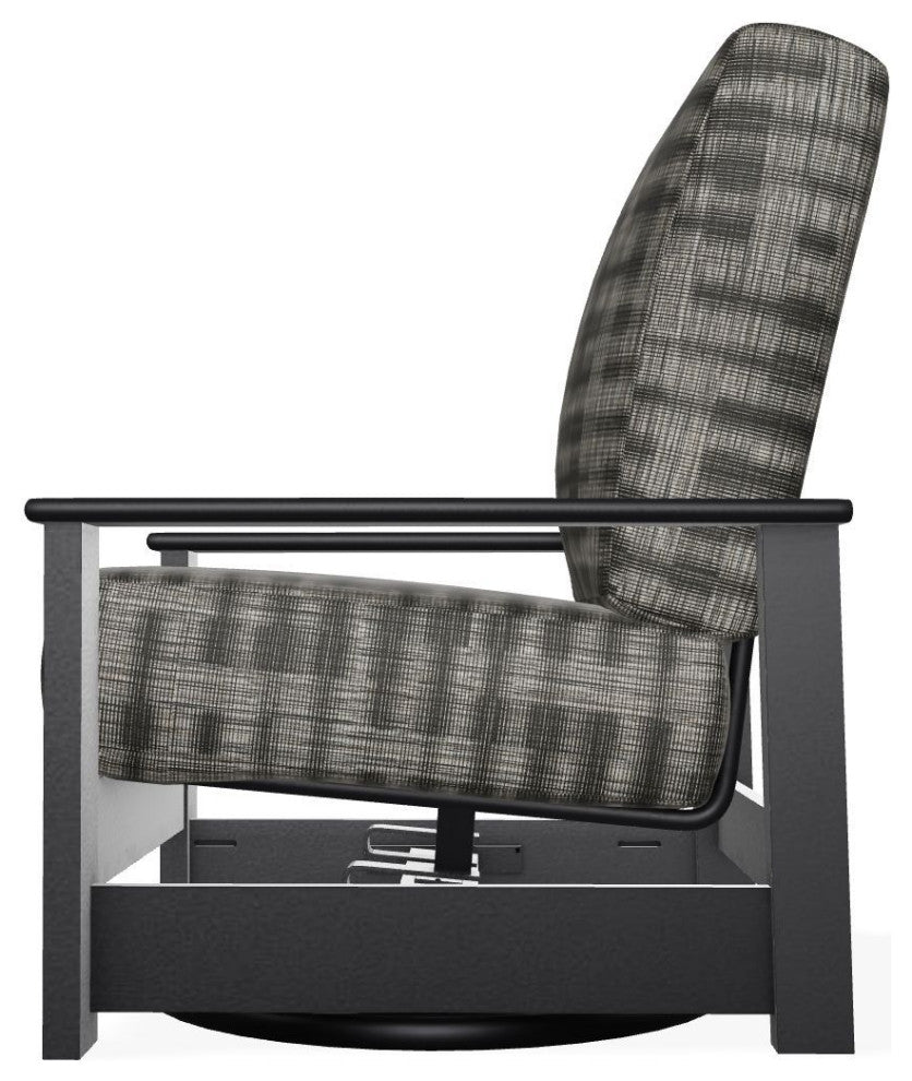 Leeward Deep Seat Outdoor Hidden Swivel Rocker, Illusion Plaid Onyx/Black