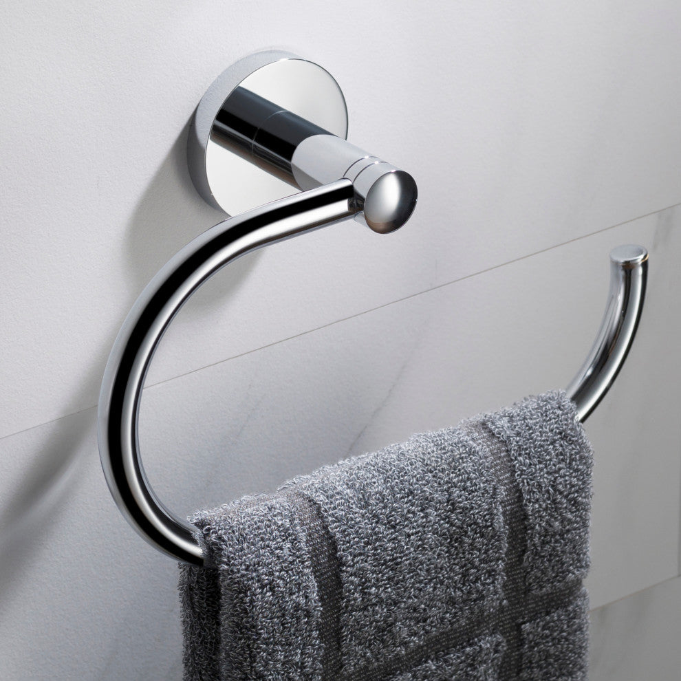 Elie Bathroom Towel Ring, Chrome