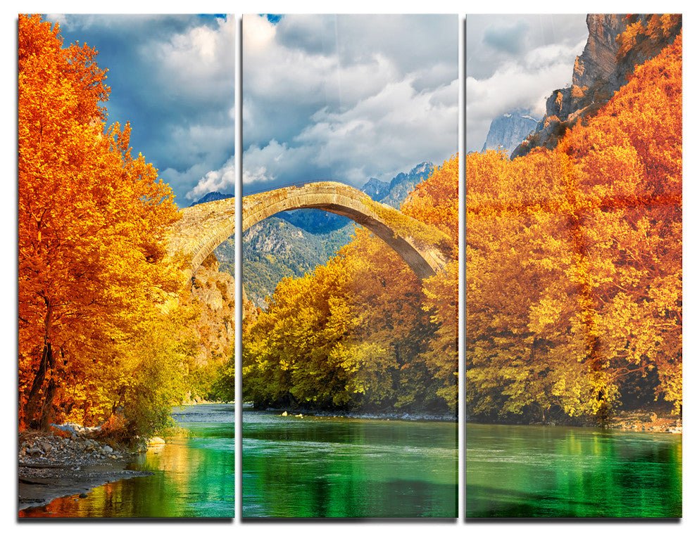 "Konitsa Bridge" Photography Metal Wall Art, 3 Panels, 36"x28"