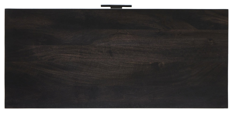 Caprice Bar Cabinet Black Natural Cane, Black Wash Mango, Gunmetal