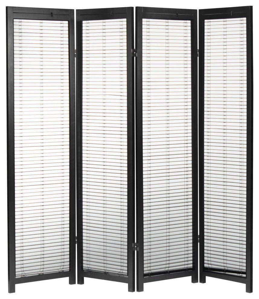 6' Tall Adjustable Shutter Room, Black, 4 Panel