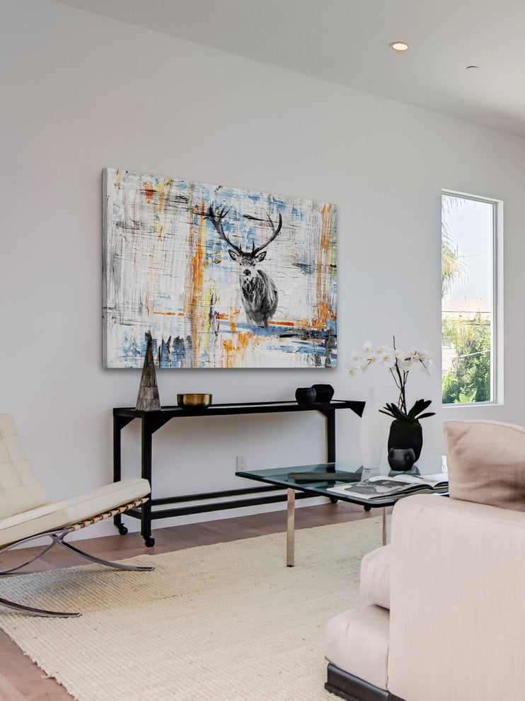 "Staring Deer" Painting Print on Wrapped Canvas, 45"x30"