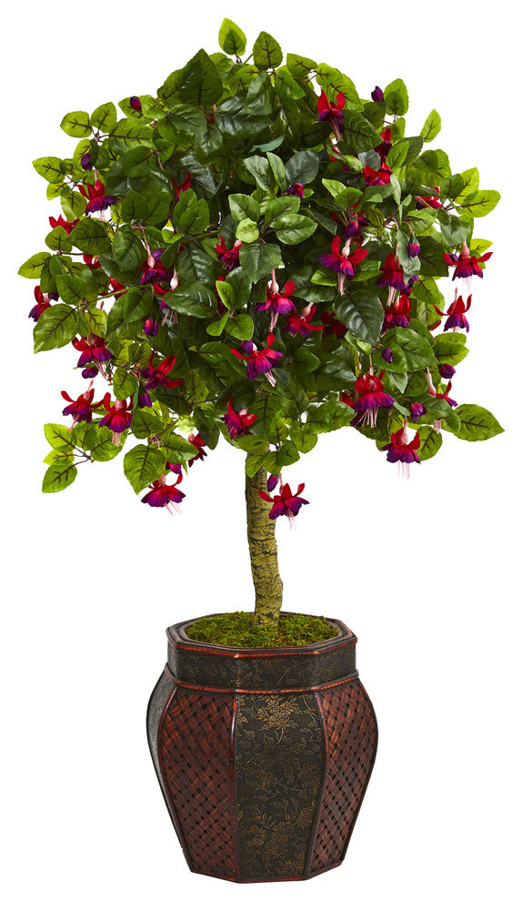 44" Fuschia Artificial Tree, Decorative Planter