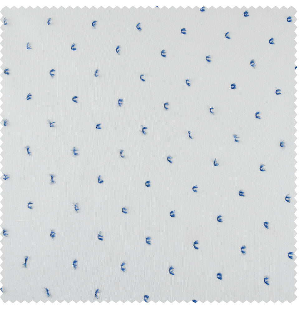 Altair Blue Patterned Linen Sheer Curtain Single Panel, 50"x108"