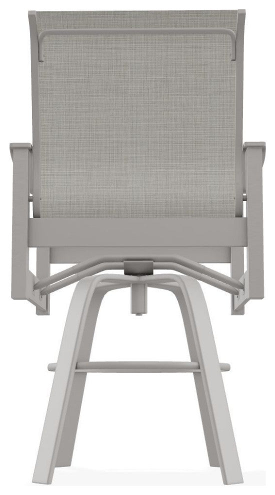 Leeward Sling Bar Height Outdoor Swivel Armchair, Deacon/Warm Gray