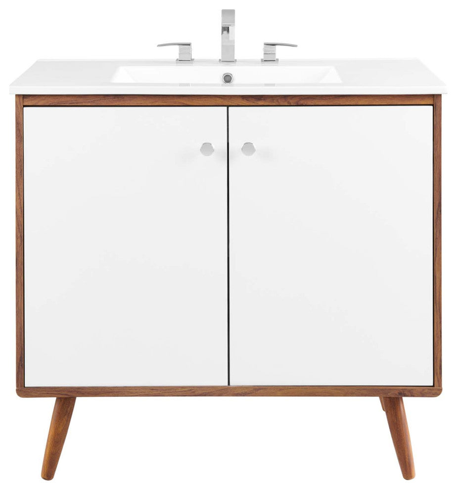 Transmit 36" Bathroom Vanity Walnut White