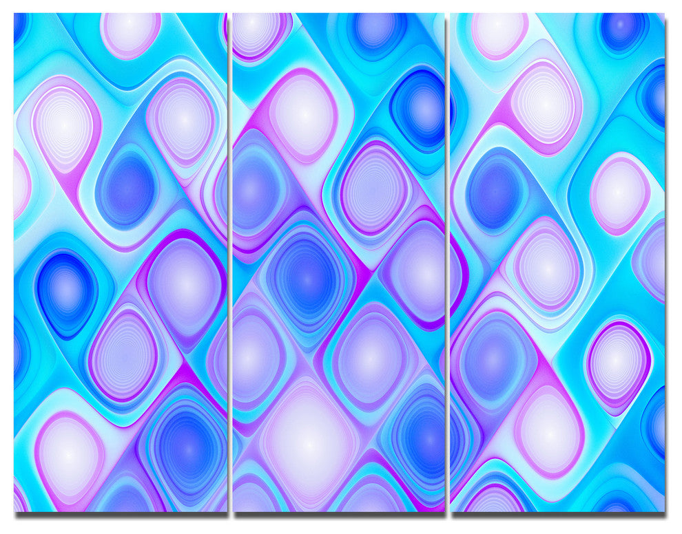 Dense Blue Pattern with Swirls, Abstract Wall Art Canvas, 36x28, 3 Panels