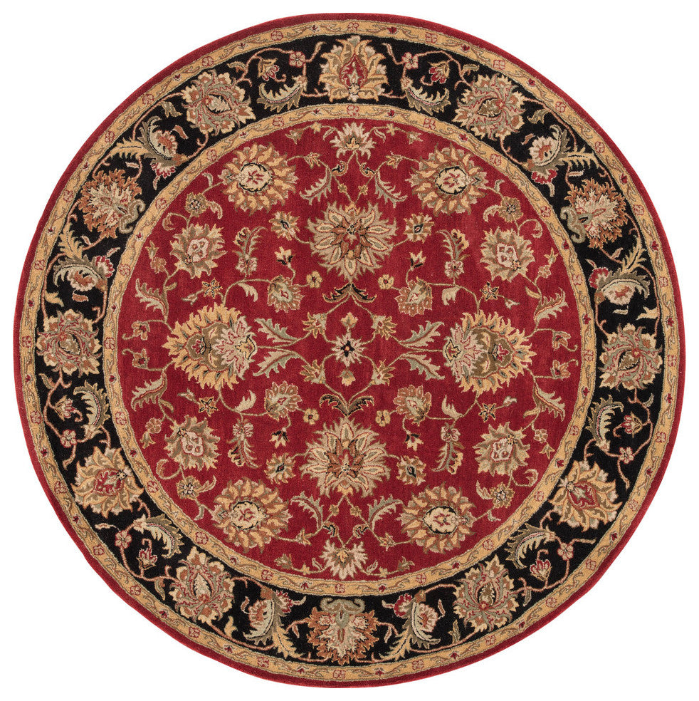Jaipur Living Anthea Handmade Floral Red/Black Area Rug, 8' Round