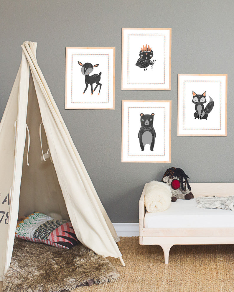 Boho Fox 18x24 Children's Wall Art Poster